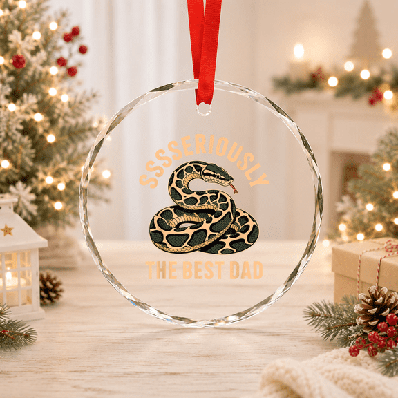 Seriously The Best Dad Reptile Ball Python Snake Classic Edition Glass Ornament