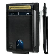 Serman Brands Front Pocket Wallet | Money Clip Magnetic | Bifold Minimalist RFID | Leather Wallets for Men | Slim Credit Card Wallet Modern | Shadow Black