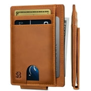 Serman Brands Front Pocket Wallet | Money Clip Magnetic | Bifold Minimalist RFID | Leather Wallets for Men | Slim Credit Card Wallet Modern | California Desert