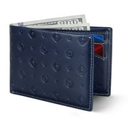 Mens Slim Bifold Wallet | RFID Blocking Minimalist | Front Pocket | Full Grain Leather Wallets for Men | Thin & Stylish | Atlantic Blue