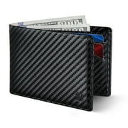 Serman Brands Mens Slim Bifold Wallet | RFID Blocking Minimalist | Front Pocket | Full Grain Leather Wallets for Men | Thin & Stylish | Modern Black