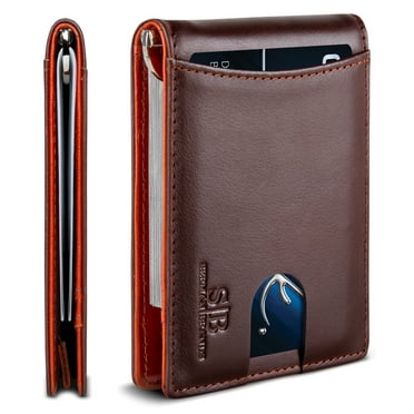 Serman Brands Money Clip Slim Wallet | Mens Wallets Thin Front Pocket | RFID Blocking Card Holder | Minimalist Mini Bifold Wallet | Melted Chocolate