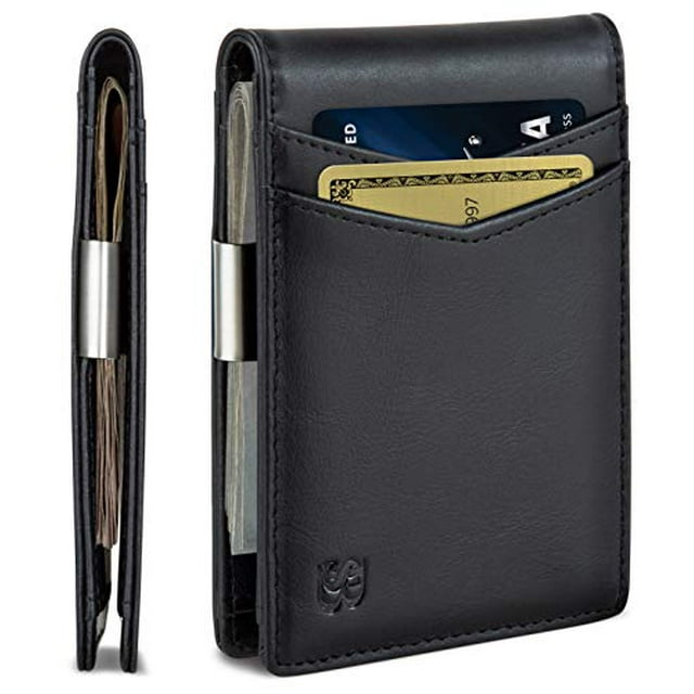 Serman Brands Money Clip Wallet | Mens Wallets slim | Front Pocket | RFID Blocking Card Holder | Minimalist Mini Bifold | Charcoal Black