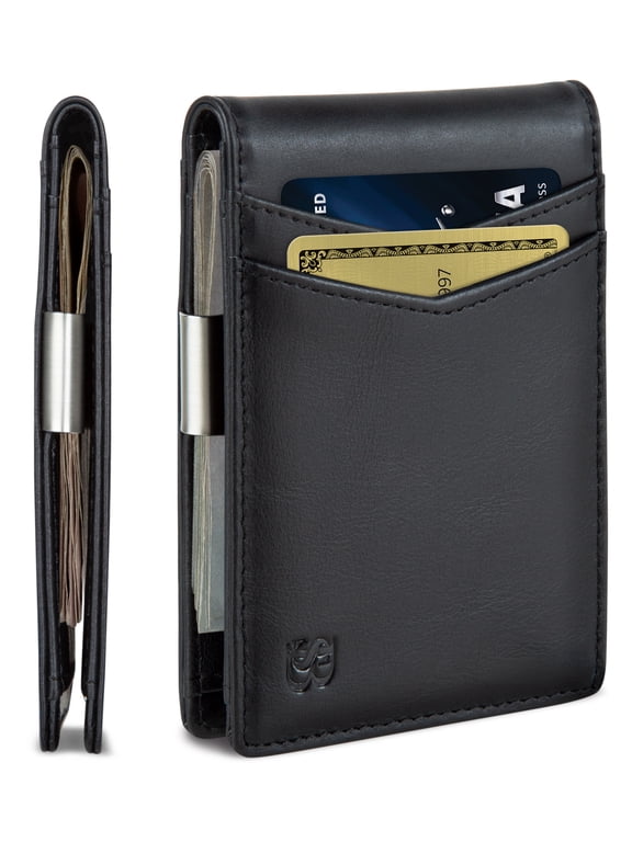 Money Clip Wallet | Mens Wallets slim | Front Pocket | RFID Blocking Card Holder | Minimalist Mini Bifold | Charcoal Black