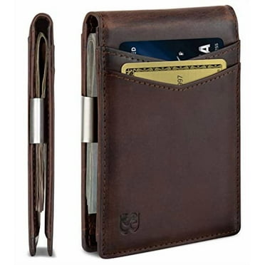 Serman Brands Money Clip Wallet | Mens Wallets slim | Front Pocket | RFID Blocking Card Holder | Minimalist Mini Bifold | Texas Brown