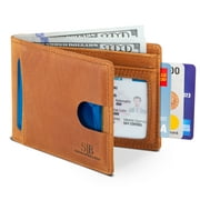 Serman Brands RFID Blocking Bifold | Slim Genuine Leather | Minimalist Front Pocket Wallets for Men | California Desert
