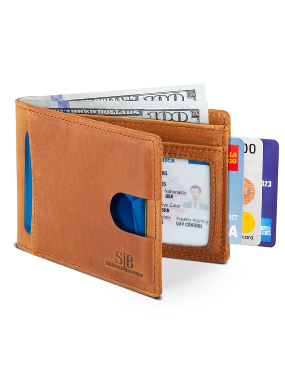 RFID Blocking Bifold | Slim Genuine Leather | Minimalist Front Pocket Wallets for Men | California Desert