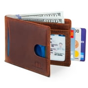 Serman Brands RFID Blocking Bifold | Slim Genuine Leather | Minimalist Front Pocket Wallets for Men | Canyon Red