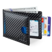 Serman Brands RFID Blocking Bifold | Slim Genuine Leather | Minimalist Front Pocket Wallets for Men | Carbon Fiber