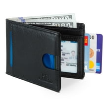 Serman Brands RFID Blocking Bifold | Slim Genuine Leather | Minimalist Front Pocket Wallets for Men | Jet Black