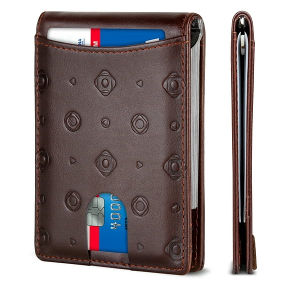 Serman Brands RFID Blocking Slim Wallet | Bifold Genuine Leather Thin Minimalist Front Pocket Wallets | Credit Card Holder | For Men with Money Clip | Chocolate