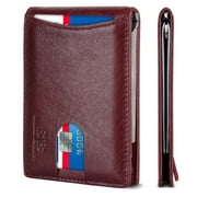 Serman Brands RFID Blocking Slim Wallet | Bifold Genuine Leather Thin Minimalist Front Pocket Wallets | Credit Card Holder | For Men with Money Clip | Mahogany