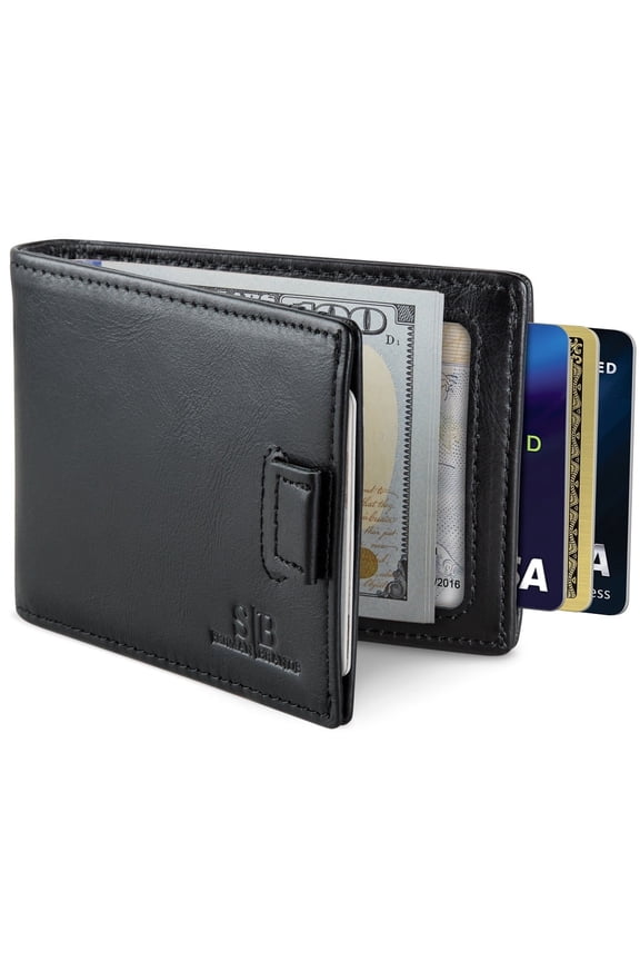 Slim Wallet Money Clips | Bifold Leather Wallet | RFID Blocking Minimalist Bifold Men Wallet | Stylish and Secure Wallet | Midnight Black