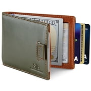 Serman Brands Slim Wallet Money Clips | Bifold Leather Wallet | RFID Blocking Minimalist Bifold Men Wallet | Stylish and Secure Wallet | Salted Green