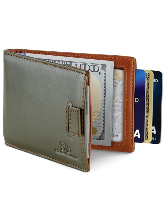 Slim Wallet Money Clips | Bifold Leather Wallet | RFID Blocking Minimalist Bifold Men Wallet | Stylish and Secure Wallet | Salted Green