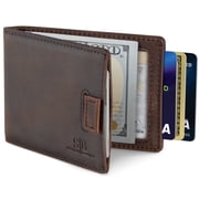 Slim Wallet Money Clips | Bifold Leather Wallet | RFID Blocking Minimalist Bifold Men Wallet | Stylish and Secure Wallet | Texas Brown
