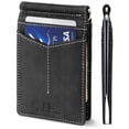 thumbnail image 1 of Serman Brands Slim Wallets for Men | Money Clip | RFID Blocking with Front Pocket | Men Bifold | Leather Wallet | Charcoal Black, 1 of 6