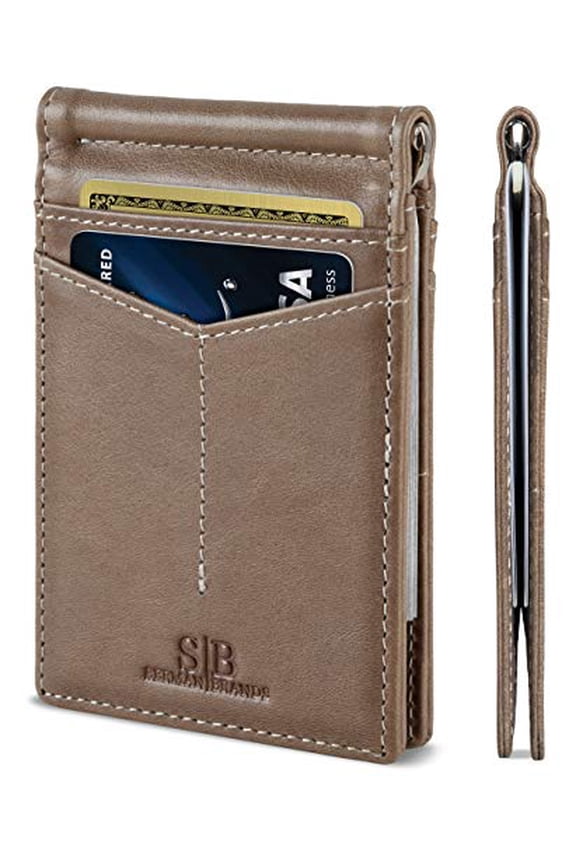 Slim Wallets for Men | Money Clip | RFID Blocking with Front Pocket | Men Bifold | Leather Wallet | Slate Gray