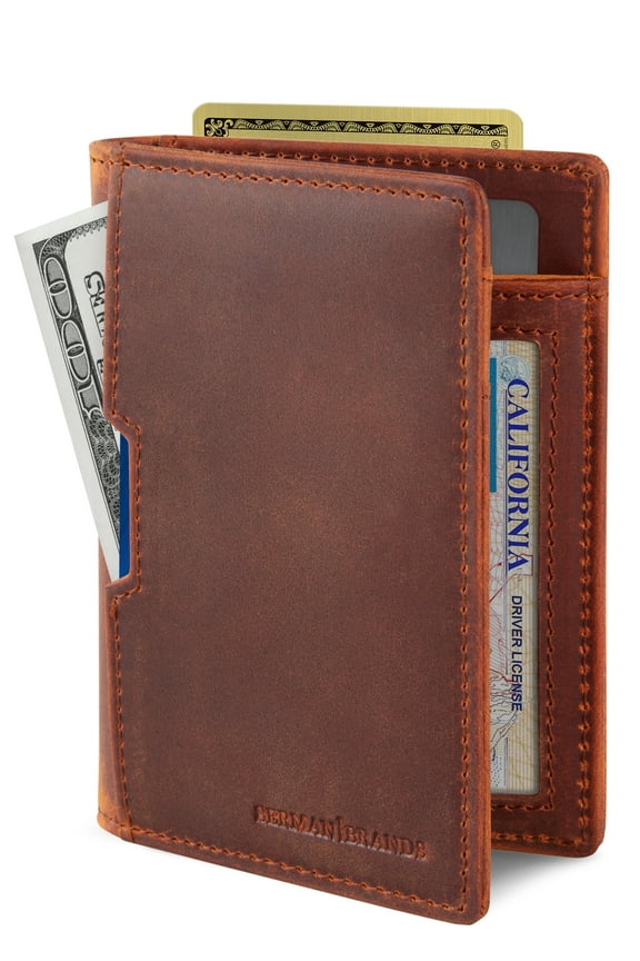 Travel Wallet | RFID Blocking | Bifold Slim Genuine Leather | Thin Minimalist | Front Pocket Wallets for Men | Billfold | Canyon Red