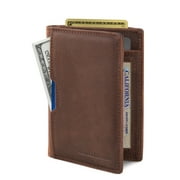 Serman Brands Travel Wallet | RFID Blocking | Bifold Slim Genuine Leather | Thin Minimalist | Front Pocket Wallets for Men | Billfold | Texas Brown
