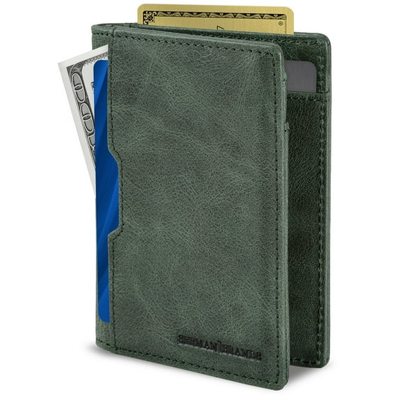 Serman Brands Wallets for Men | Slim Mens leather Wallet | RFID Blocking Minimalist | Card Front Pocket Bifold Travel Thin | Alpine Green