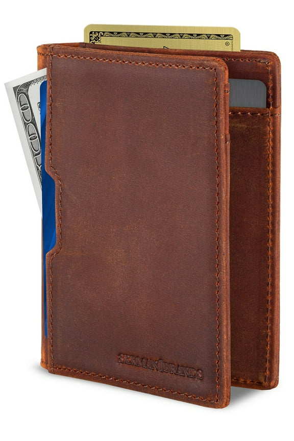 Wallets for Men | Slim Mens leather Wallet | RFID Blocking Minimalist | Card Front Pocket Bifold Travel Thin | Canyon Red