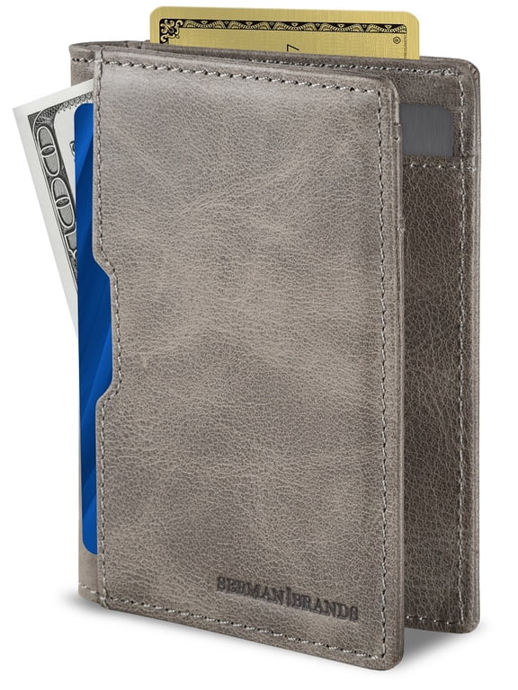 Wallets for Men | Slim Mens leather Wallet | RFID Blocking Minimalist | Card Front Pocket Bifold Travel Thin | Slate Gray