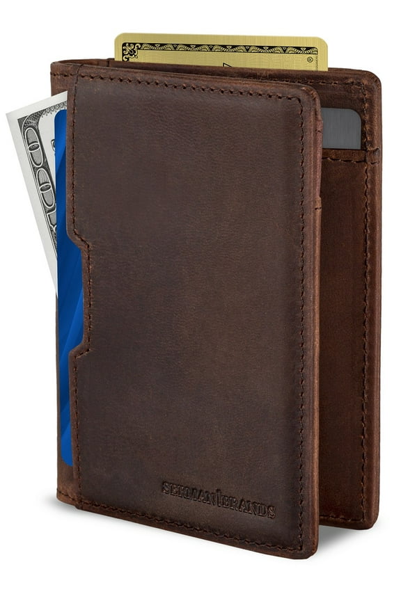 Wallets for Men | Slim Mens leather Wallet | RFID Blocking Minimalist | Card Front Pocket Bifold Travel Thin | Texas Brown