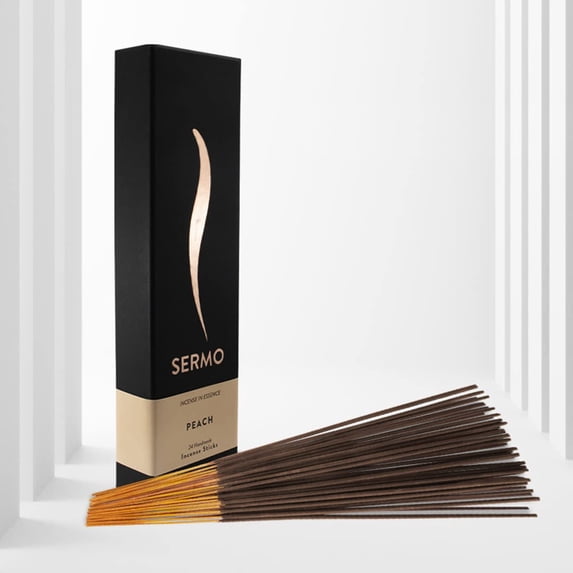Sermo Premium 24 Incense Sticks Hand Rolled Low Smoke Perfect for Aromatherapy, Meditation, Relaxation, Positivity, Calming (Peach)
