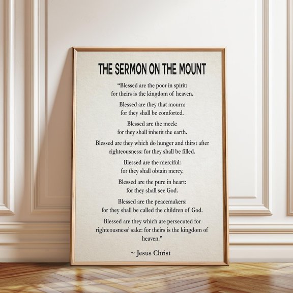 Sermon On The Mount Gospel Of Matthew Christian Scripture Wall Art Print, Unframed Paper Poster 24x36in