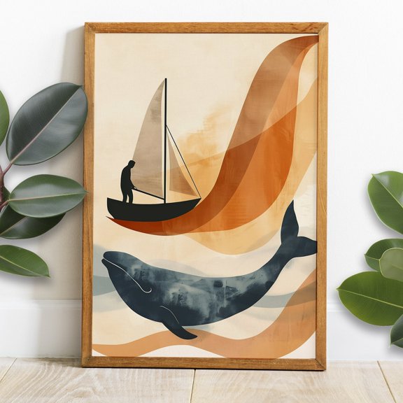 Sermon from Boat Boho Christian Art Luke 5 1 11 Jesus Teaching Wall Art, Unframed Paper Poster 8x10in