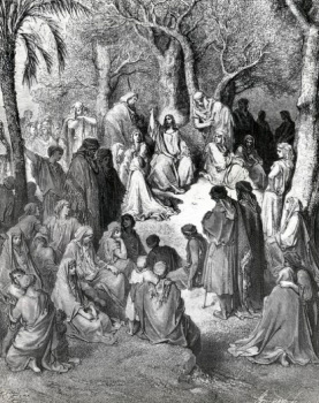 Sermon on the Mount by Gustave Dore print (1832-1883) Canvas Art - Gustave Dore (18 x 24)
