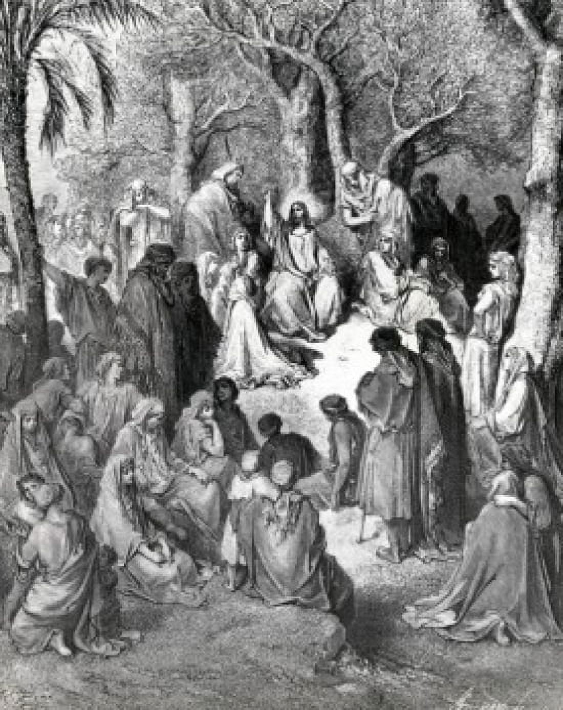 Sermon on the Mount by Gustave Dore print (1832-1883) Canvas Art - Gustave Dore (24 x 36)