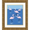 thumbnail image 1 of Serna, Isabel 15x18 Gold Ornate Wood Framed with Double Matting Museum Art Print Titled - Flamingo Pond II, 1 of 4