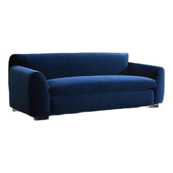 Sero Sofa- Padded Bench Style Seat- Modern Royal Blue Velvet 89 Inch