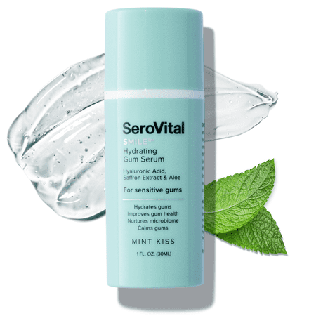 SeroVital Smile Hydrating Gum Serum – Improve Gum Health, Nurture Oral Microbiome – Formulated for Sensitive and Dry Gums––Hyaluronic Acid, Aloe Vera, and Vitamin E, and Saffron –– 1 oz., Mint Kiss