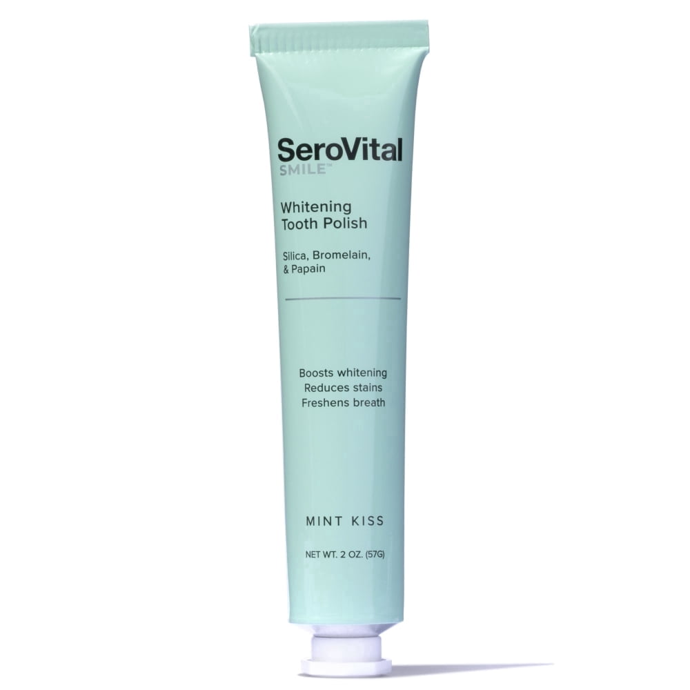 SeroVital Smile Whitening Tooth Polish—Silica and Plant Enzymes Remove Stains and Gently Polish, Freshen Breath with Botanical Oils, Formulated without Fluoride, for Sensitive Teeth, Mint Kiss