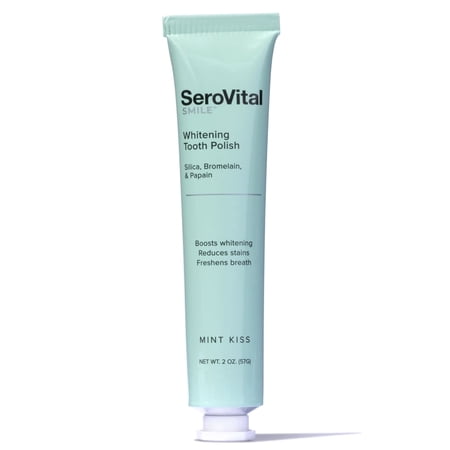 SeroVital Smile Whitening Tooth Polish—Silica and Plant Enzymes Remove Stains and Gently Polish, Freshen Breath with Botanical Oils, Formulated without Fluoride, for Sensitive Teeth, Mint Kiss