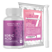 Seroflora Boric Acid Vaginal Suppositories for Women with Suppository Applicators - Boric Acid Pills Support Vaginal Odor Control - 30 Suppositories 7 Applicators