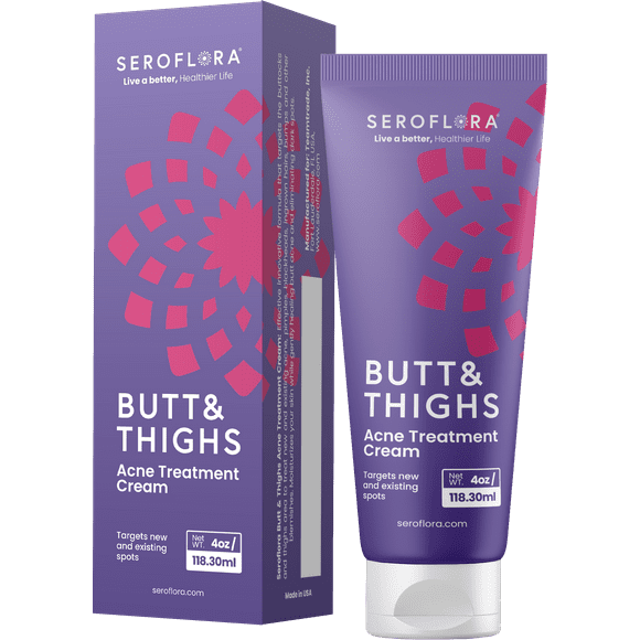 Seroflora Butt & Thighs Acne Treatment Cream - Butt Acne Clearing Cream for Pimples, Zits, Razor Bumps, Dark Spots - Acne Clearing Lotion for Buttocks & Body - Inner Thigh Blackhead Remover (4oz)