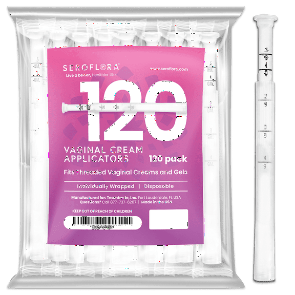 Seroflora Vaginal Cream Applicators for Premarin Estrace & Estrogen Creams with Dosage Markings (120ct)