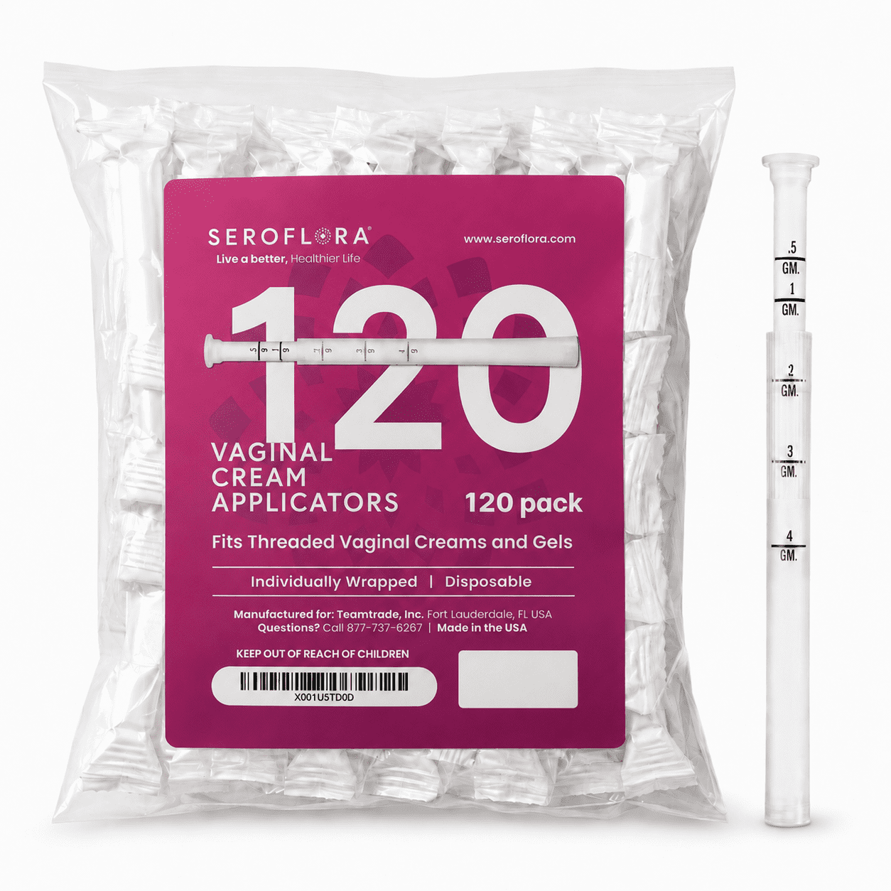 Seroflora, Vaginal Cream Applicators, 120ct, Dosage Markings