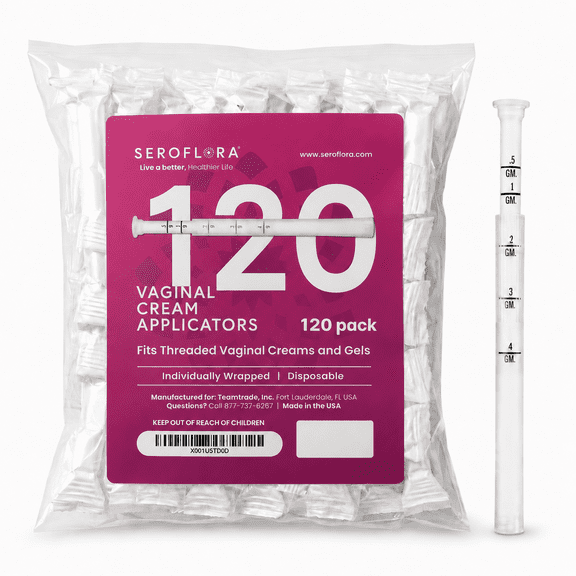 Seroflora Vaginal Cream Applicators for Premarin Estrace & Estrogen Creams with Dosage Markings (120ct)