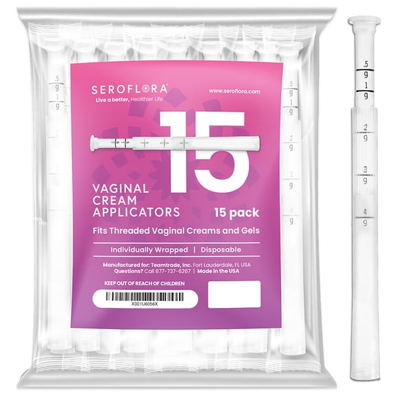 Seroflora Vaginal Cream Applicators for Premarin Estrace & Estrogen Creams with Dosage Markings (15ct)