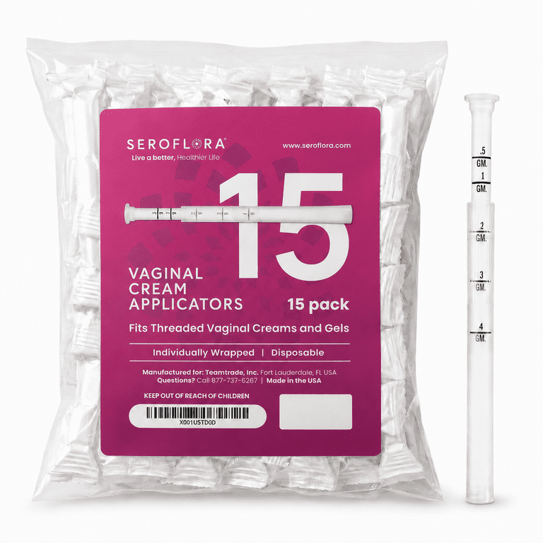 Seroflora, Vaginal Cream Applicators, 15ct, Dosage Markings