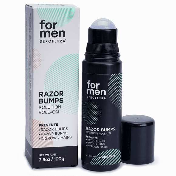 Seroflora For Men Razor Bumps Solution - Ingrown Hair Treatment for Men - Razor Bump Treatment for After Shave & Waxing - Roll-On for Face, Legs, Body (3.5floz)