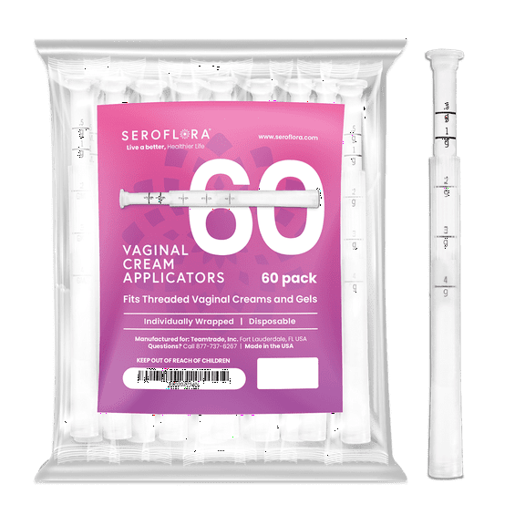 Seroflora Vaginal Cream Applicators for Premarin Estrace & Estrogen Creams with Dosage Markings (60ct)