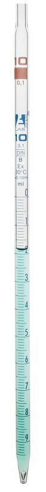 Serological Pipette, 10ml - Class B - Tolerance: 0.10ml - Color Code, Orange - Blue Graduations - Borosilicate Glass - Eisco Labs