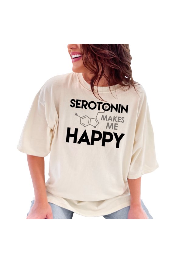 Serotonin Makes Me Happy Fun, Ivory Comfort Colors T-Shirt, Medium