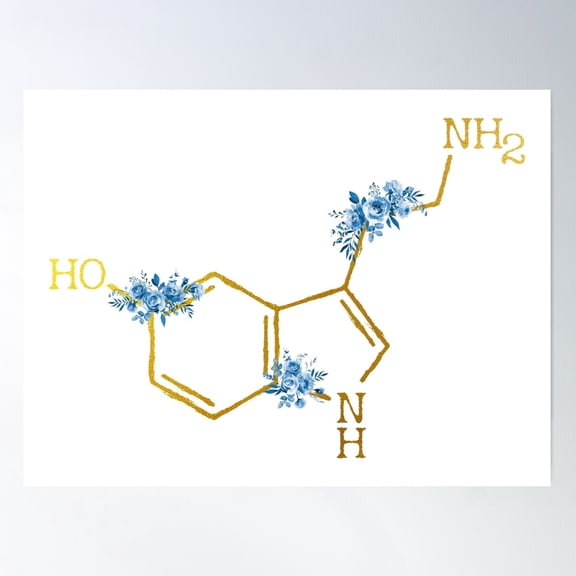Serotonin Molecule Poster Wall Art, Modern Wall Decor For Living Room Bedroom, 8x12 UNFRAMED